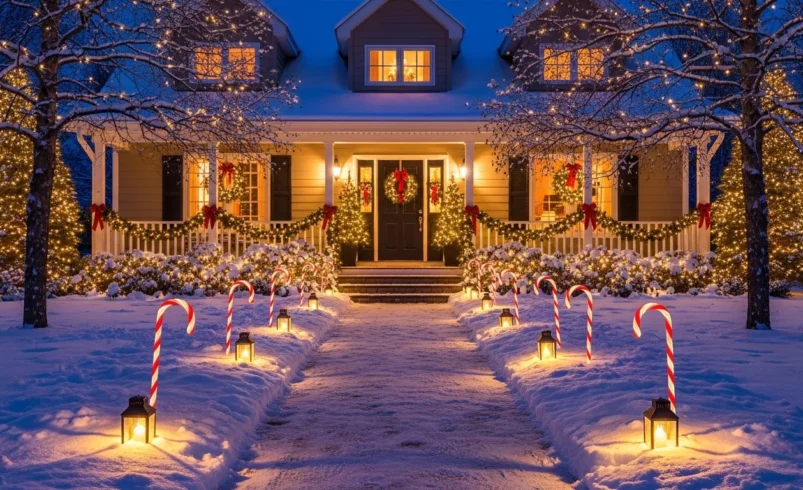 21 Outdoor Christmas Pathway Lighting Ideas for a Magical Entrance